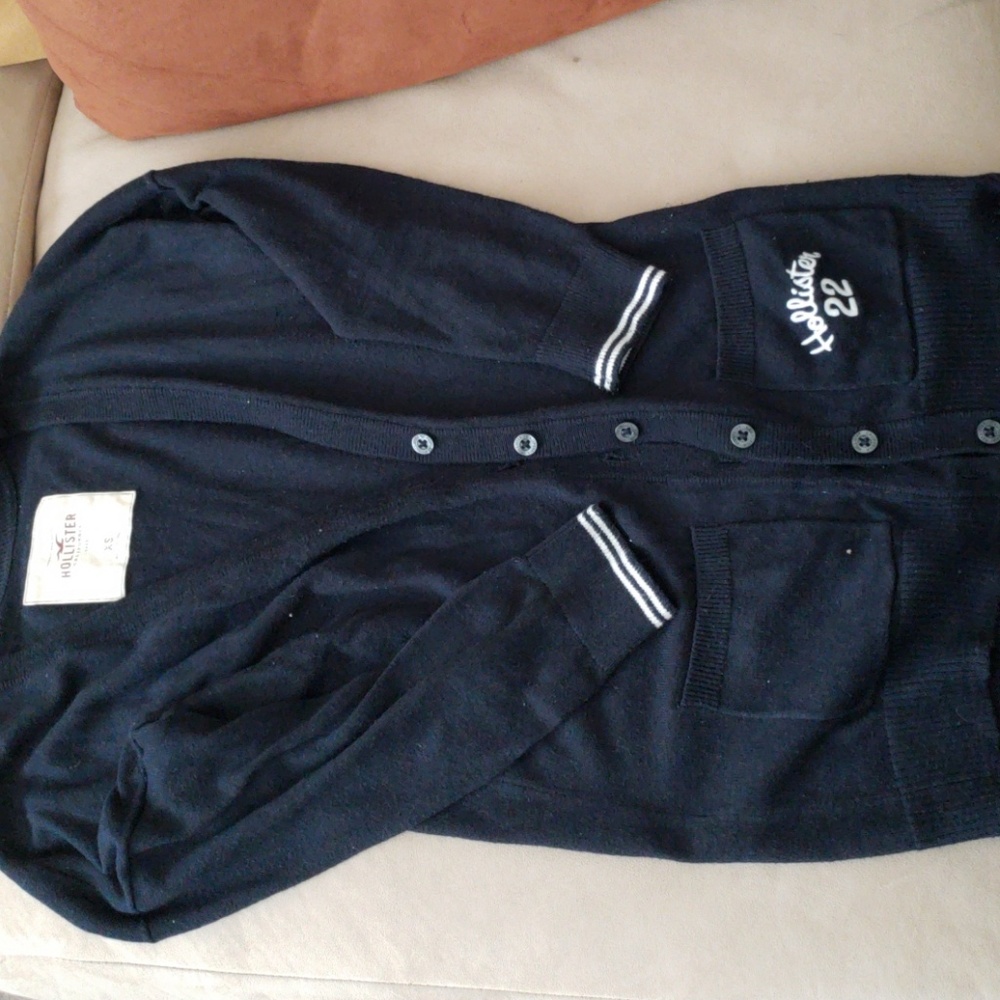 Hollister Navy Blue & White Cardigan
